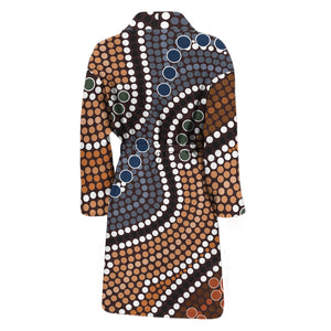 Australia River Aboriginal Dot Print Men's Bathrobe