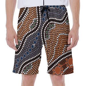 Australia River Aboriginal Dot Print Men's Beach Shorts