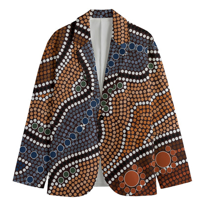 Australia River Aboriginal Dot Print Men's Blazer