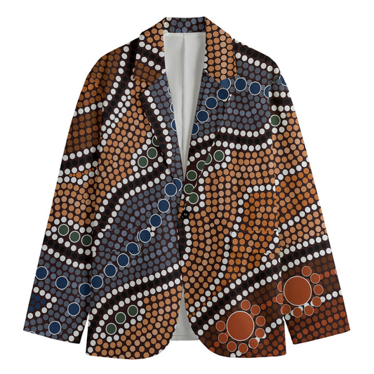 Australia River Aboriginal Dot Print Men's Blazer