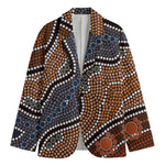 Australia River Aboriginal Dot Print Men's Blazer