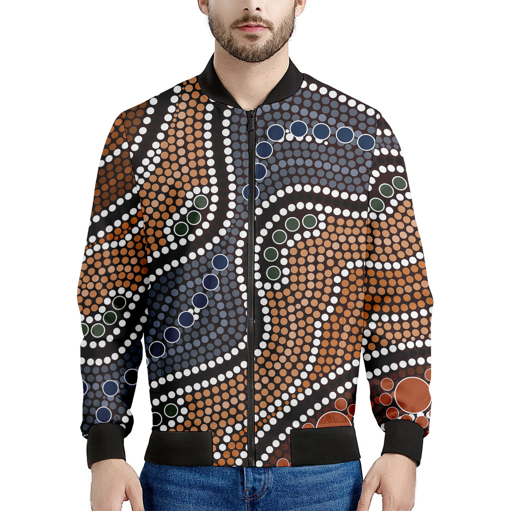 Australia River Aboriginal Dot Print Men's Bomber Jacket