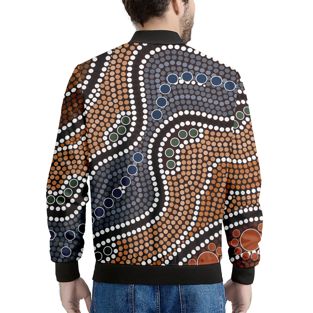 Australia River Aboriginal Dot Print Men's Bomber Jacket