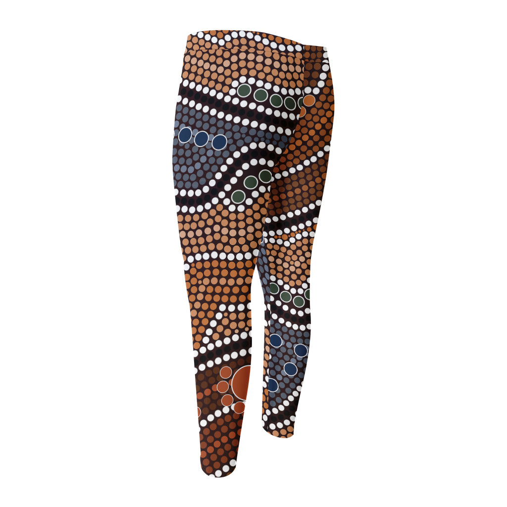 Australia River Aboriginal Dot Print Men's Compression Pants