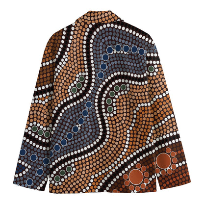 Australia River Aboriginal Dot Print Men's Cotton Blazer
