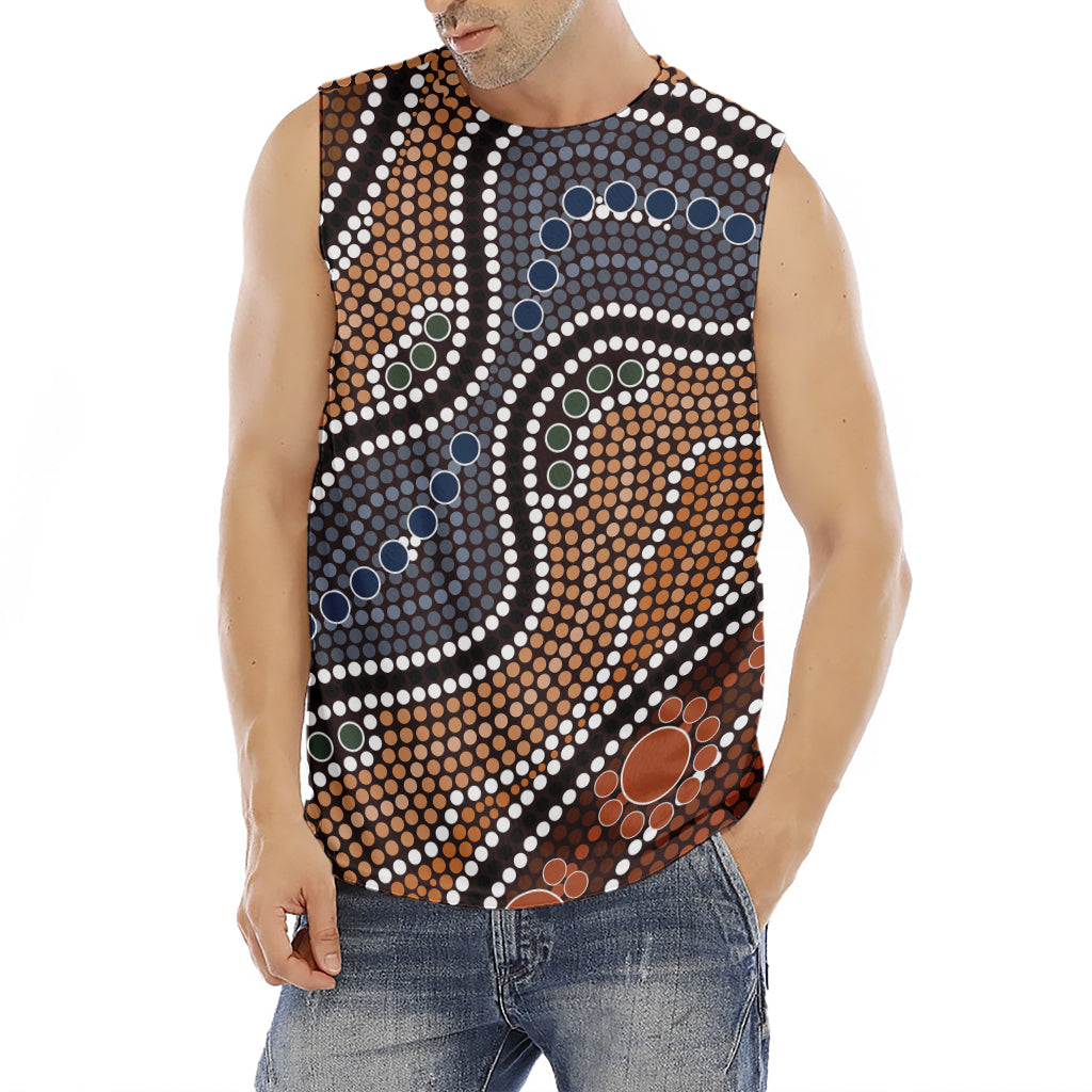 Australia River Aboriginal Dot Print Men's Fitness Tank Top