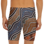 Australia River Aboriginal Dot Print Men's Long Boxer Briefs