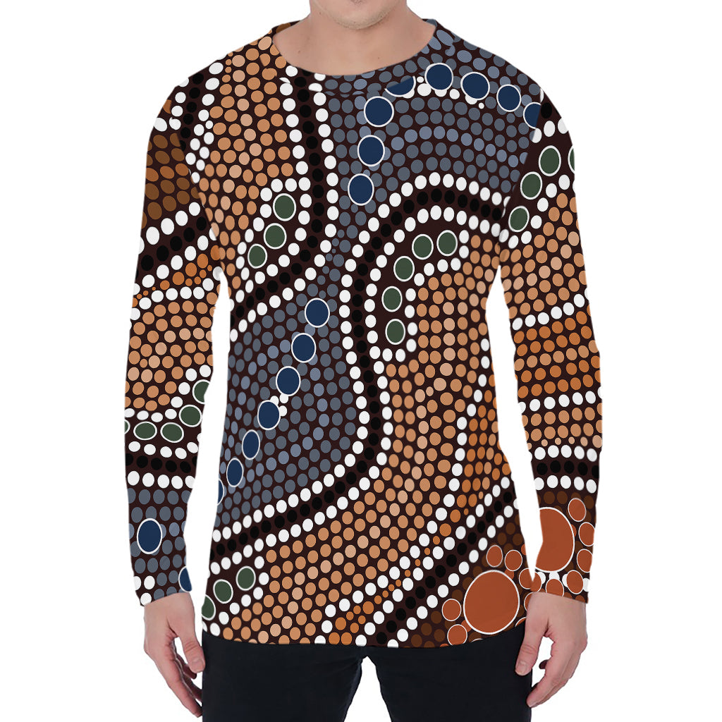 Australia River Aboriginal Dot Print Men's Long Sleeve T-Shirt