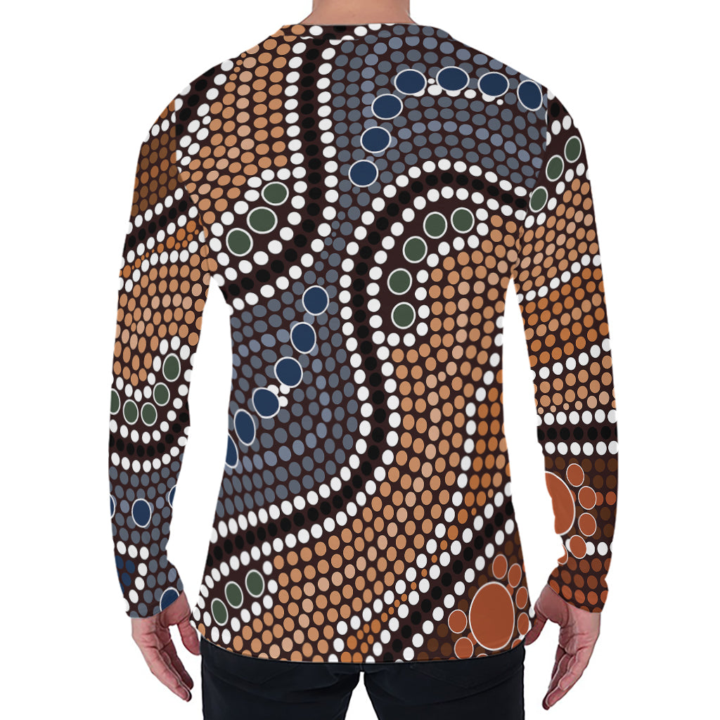 Australia River Aboriginal Dot Print Men's Long Sleeve T-Shirt