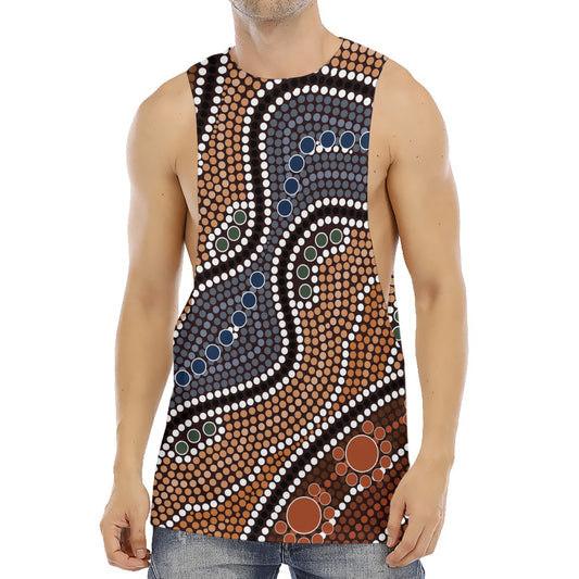Australia River Aboriginal Dot Print Men's Muscle Tank Top