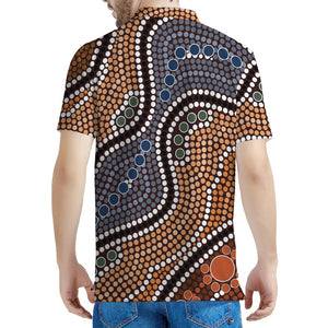 Australia River Aboriginal Dot Print Men's Polo Shirt