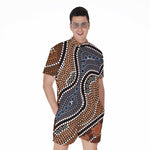 Australia River Aboriginal Dot Print Men's Rompers