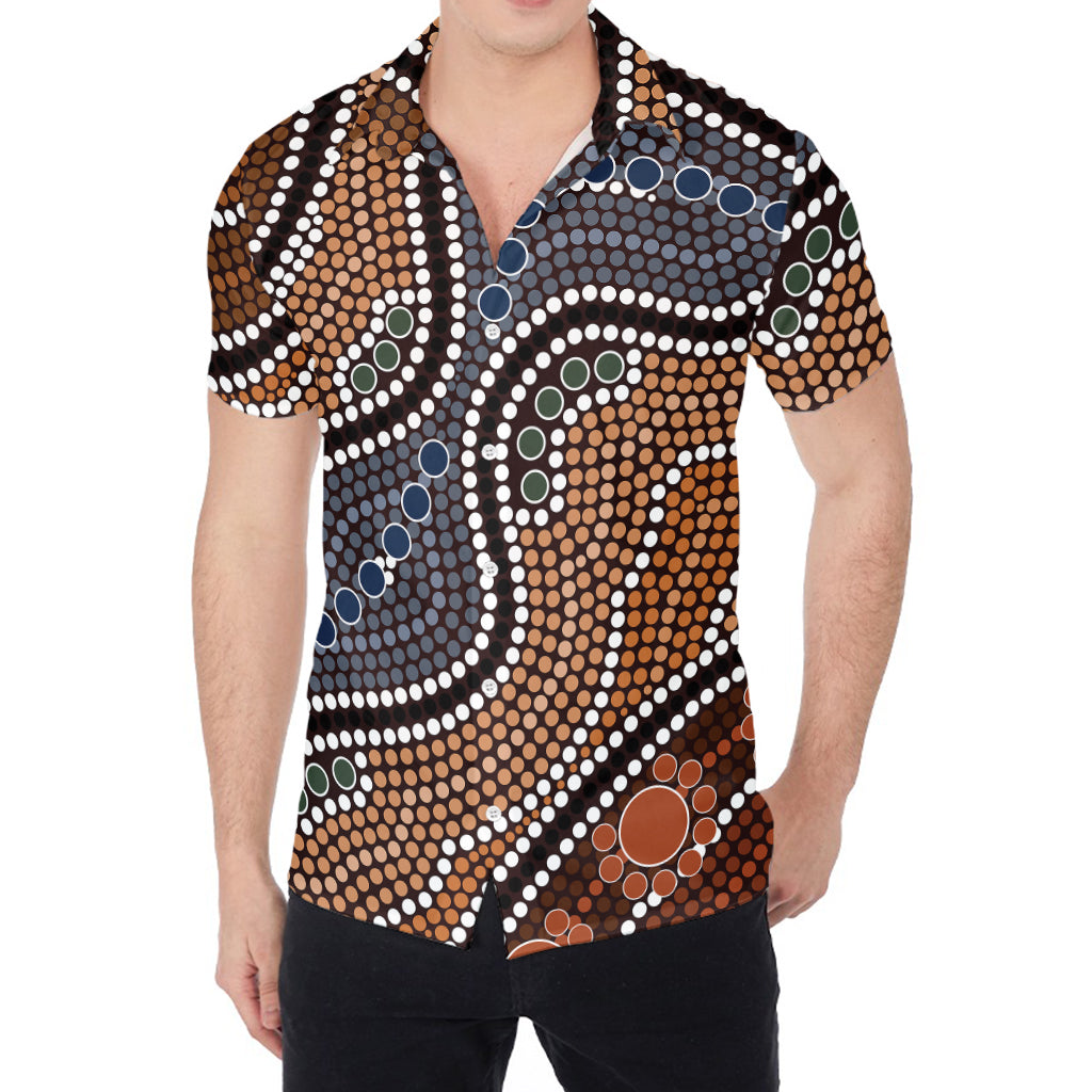 Australia River Aboriginal Dot Print Men's Shirt