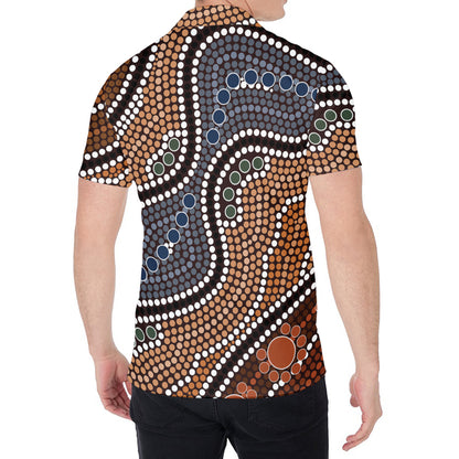 Australia River Aboriginal Dot Print Men's Shirt