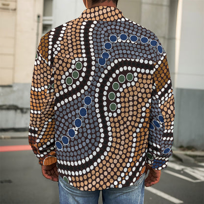 Australia River Aboriginal Dot Print Men's Shirt Jacket