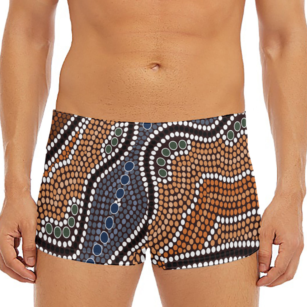 Australia River Aboriginal Dot Print Men's Short Boxer Briefs