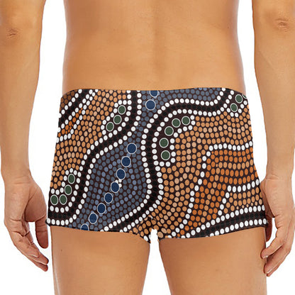 Australia River Aboriginal Dot Print Men's Short Boxer Briefs