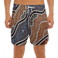Australia River Aboriginal Dot Print Men's Split Running Shorts