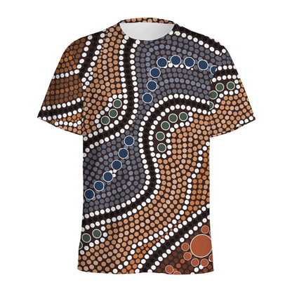 Australia River Aboriginal Dot Print Men's Sports T-Shirt