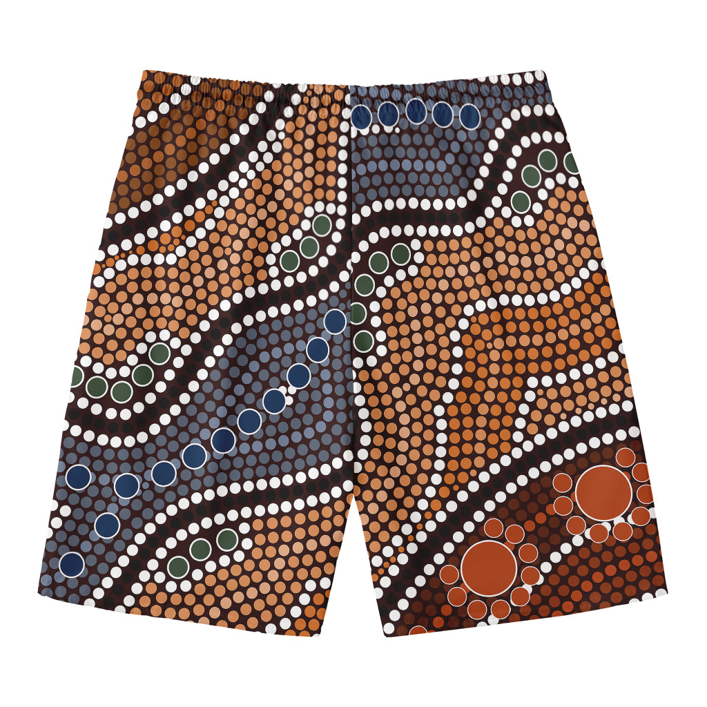 Australia River Aboriginal Dot Print Men's Swim Trunks