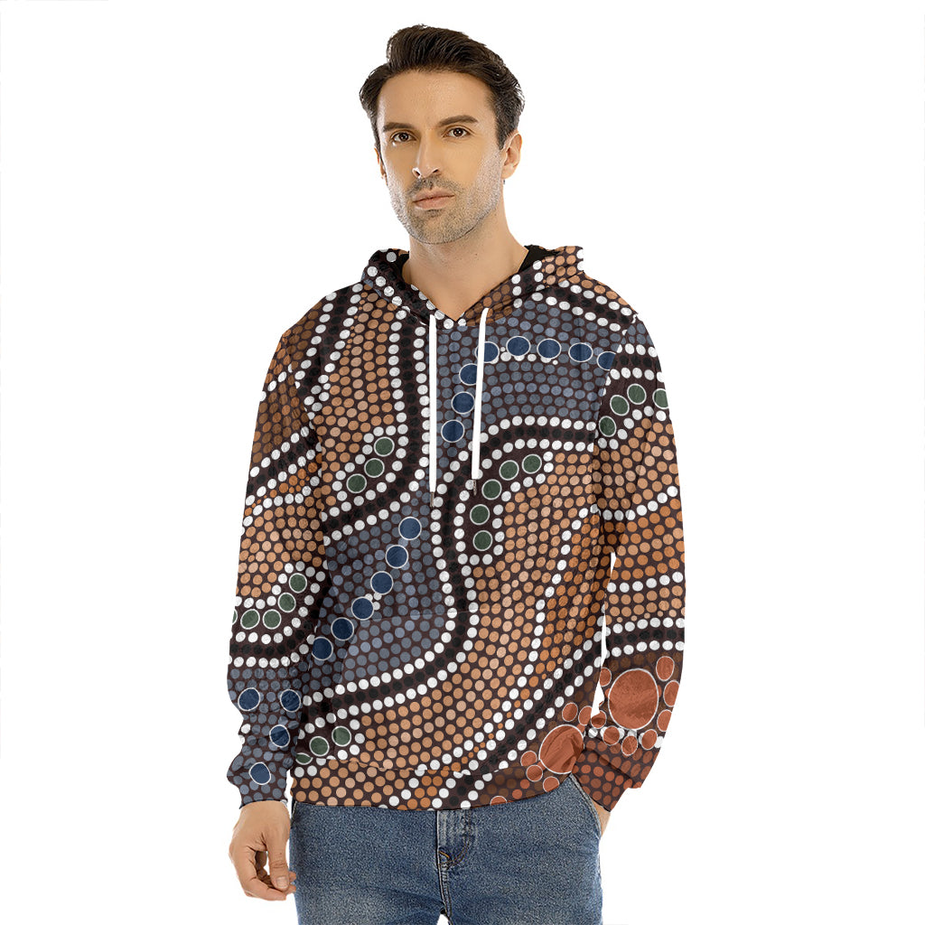 Australia River Aboriginal Dot Print Men's Velvet Pullover Hoodie