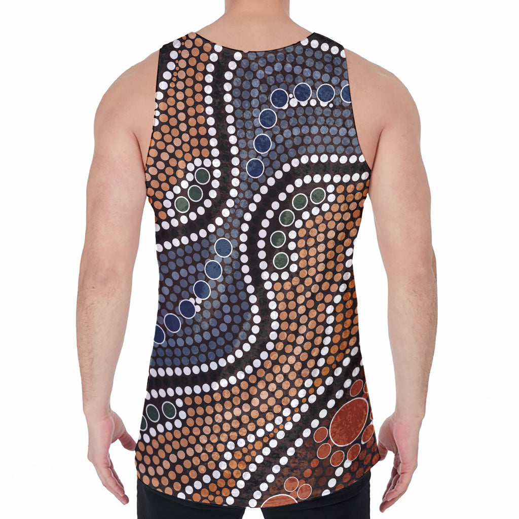 Australia River Aboriginal Dot Print Men's Velvet Tank Top