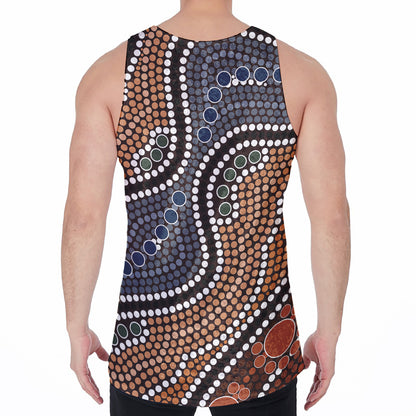 Australia River Aboriginal Dot Print Men's Velvet Tank Top