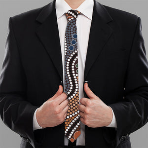 Australia River Aboriginal Dot Print Necktie