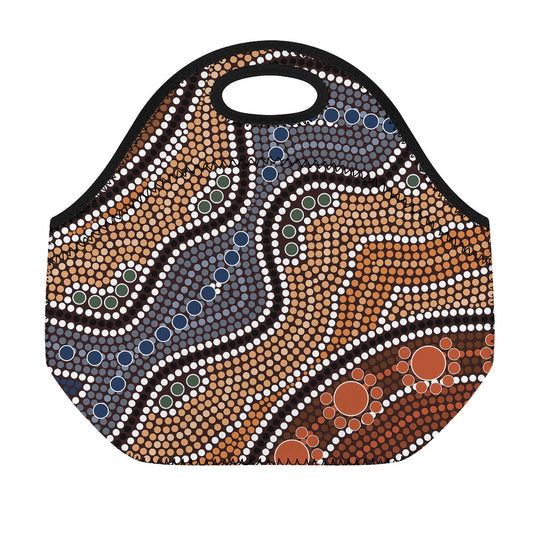 Australia River Aboriginal Dot Print Neoprene Lunch Bag