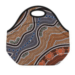 Australia River Aboriginal Dot Print Neoprene Lunch Bag