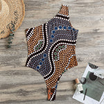 Australia River Aboriginal Dot Print One Shoulder Bodysuit