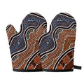 Australia River Aboriginal Dot Print Oven Mitts