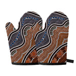 Australia River Aboriginal Dot Print Oven Mitts