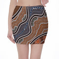 Australia River Aboriginal Dot Print Pencil Mini Skirt
