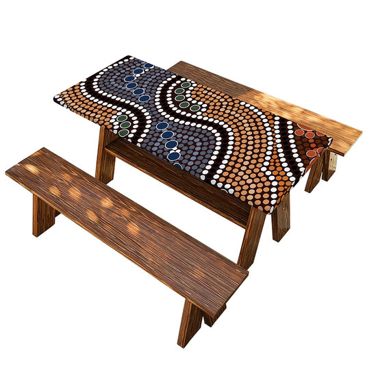 Australia River Aboriginal Dot Print Picnic Table Cover