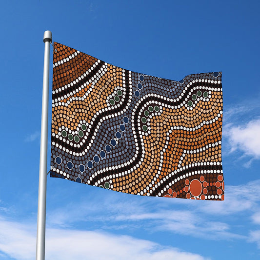 Australia River Aboriginal Dot Print Polyester Flag