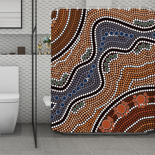 Australia River Aboriginal Dot Print Polyester Shower Curtain