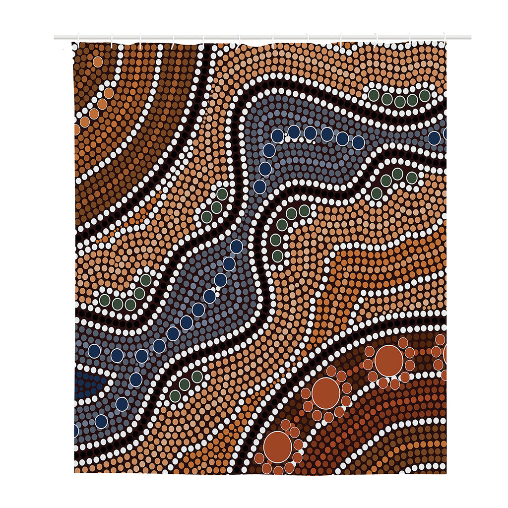 Australia River Aboriginal Dot Print Polyester Shower Curtain