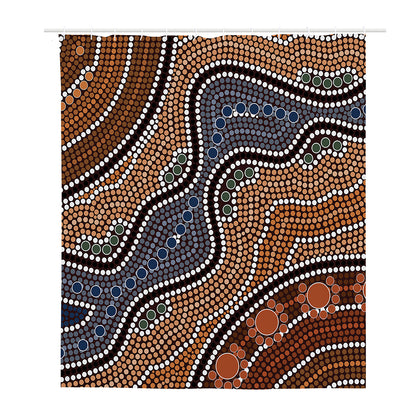 Australia River Aboriginal Dot Print Polyester Shower Curtain