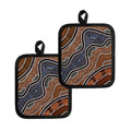 Australia River Aboriginal Dot Print Pot Holders