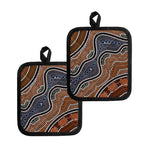 Australia River Aboriginal Dot Print Pot Holders
