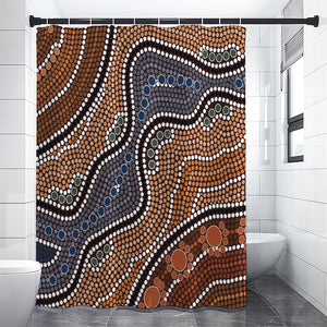 Australia River Aboriginal Dot Print Premium Shower Curtain