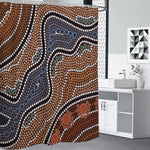 Australia River Aboriginal Dot Print Premium Shower Curtain