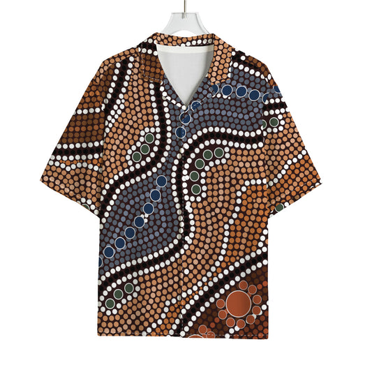 Australia River Aboriginal Dot Print Rayon Hawaiian Shirt