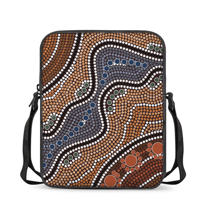 Australia River Aboriginal Dot Print Rectangular Crossbody Bag