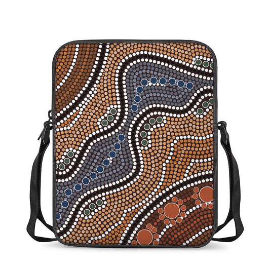 Australia River Aboriginal Dot Print Rectangular Crossbody Bag