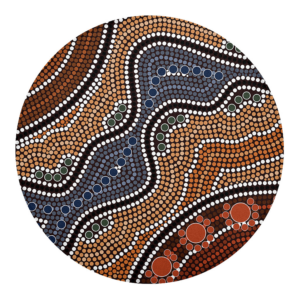 Australia River Aboriginal Dot Print Round Blanket