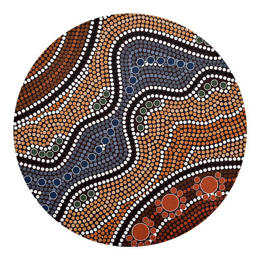 Australia River Aboriginal Dot Print Round Blanket