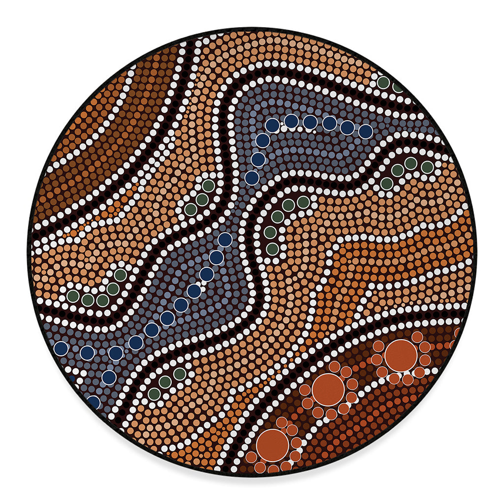 Australia River Aboriginal Dot Print Round Floor Mat