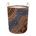 Australia River Aboriginal Dot Print Round Laundry Basket